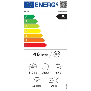 Pitsos Πλυντήριο Ρούχων 8kg με Ατμό 1400 Στροφών WNP1416E8